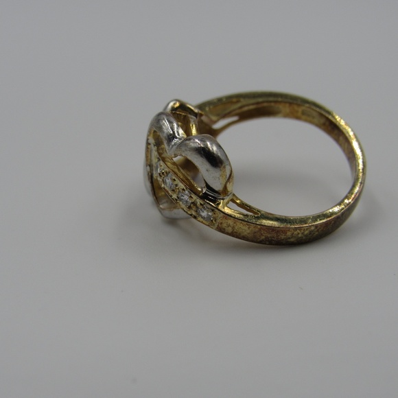 Vintage Size 6 Sterling CZ Diamond Heart Ring - Picture 3 of 8